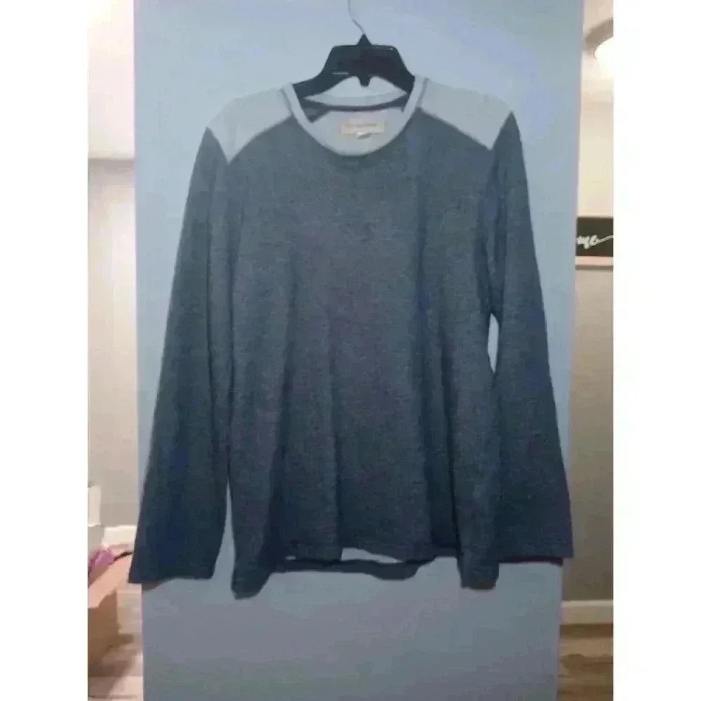 Tommy Bahama Mens‎ Sweater Blue Medium Fleece Pullover Lightweight Lounge Shirt